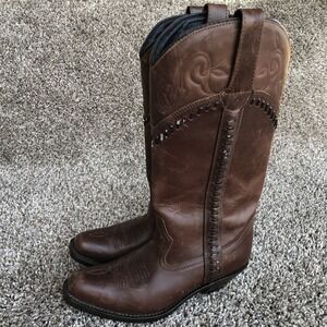 JB Dillon Cowboy Western Boots Womens Size 7.5 M Brown Leather JBW1689 Man-Made